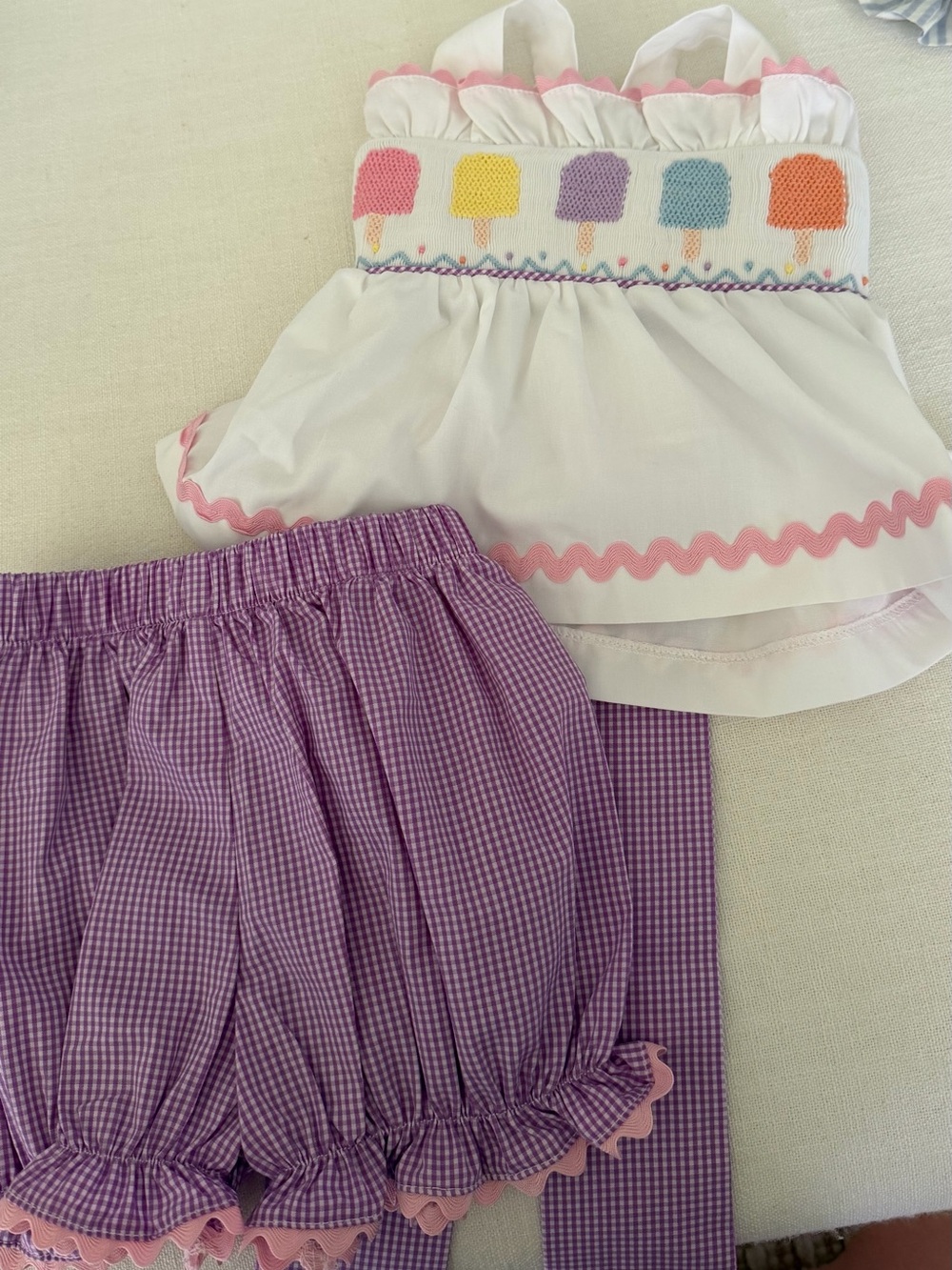 Stitchy Fish Smocked Diaper Set